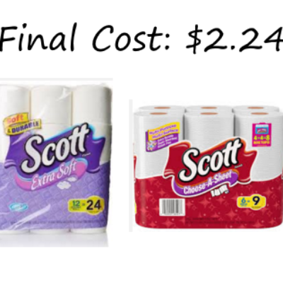 Scott Paper Towels 6 Mega Rolls or Extra Soft Bath Tissue 12 Double Rolls Only $2.24 Each