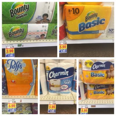 New $1/1 Coupons = *HOT* Bounty, Charmin and Puffs Deals at Kroger: 16 Double Rolls of Charmin as low as $3.99 (Regular $9.99)
