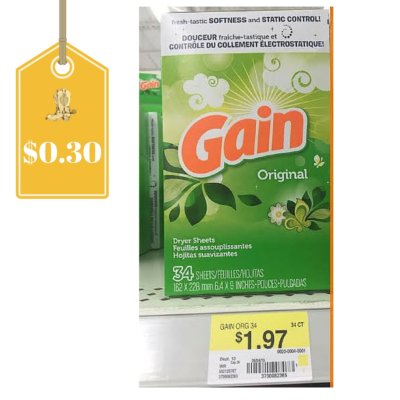 Gain Dryer Sheets 34 ct. Only $0.30: Easy Walmart Deal
