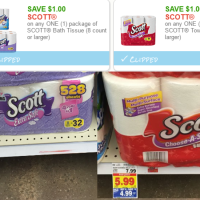 New Scott Coupons = Hot Deals at Kroger, Paper Towels and Bath Tissue Only $3.99 (Regular $10.99)