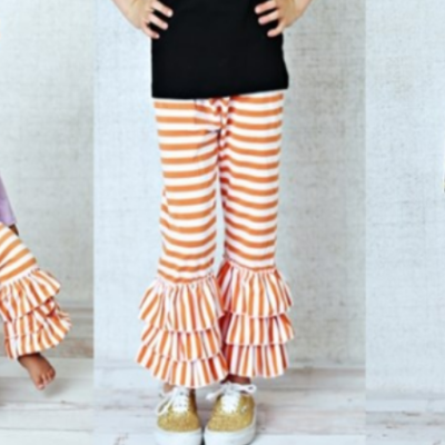 Orange & White Stripe Ruffle Pants for Girls Only $7.99 (Regular $29.99)