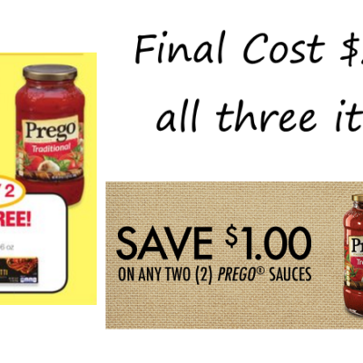 Prego Pasta Sauce Only $1 + Free Pasta at Kroger