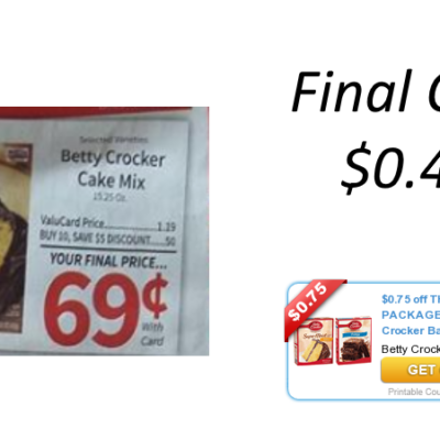 Betty Crocker Cake Mix Only $0.44 at Food City