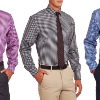 Men’s 3-Piece Long Sleeve Plaid Shirt, Tie and Bow Tie Set Only $6.97