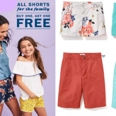 Buy 1 Get 1 Free Shorts for the Entire Family at Old Navy: Today Only