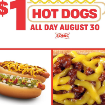 $1 Hot Dogs All Day at Sonic Drive-In – Today August 30th!