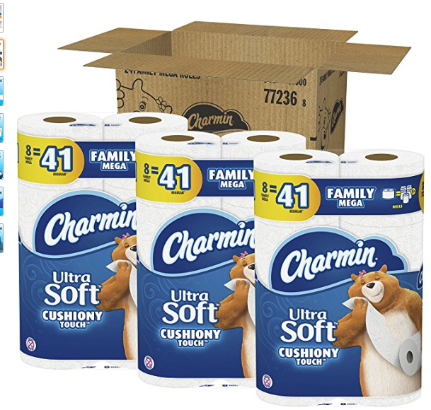Charmin Ultra Soft Cushiony Touch Toilet Paper, 24 Family Mega Rolls (Equal  to 123 Regular Rolls)