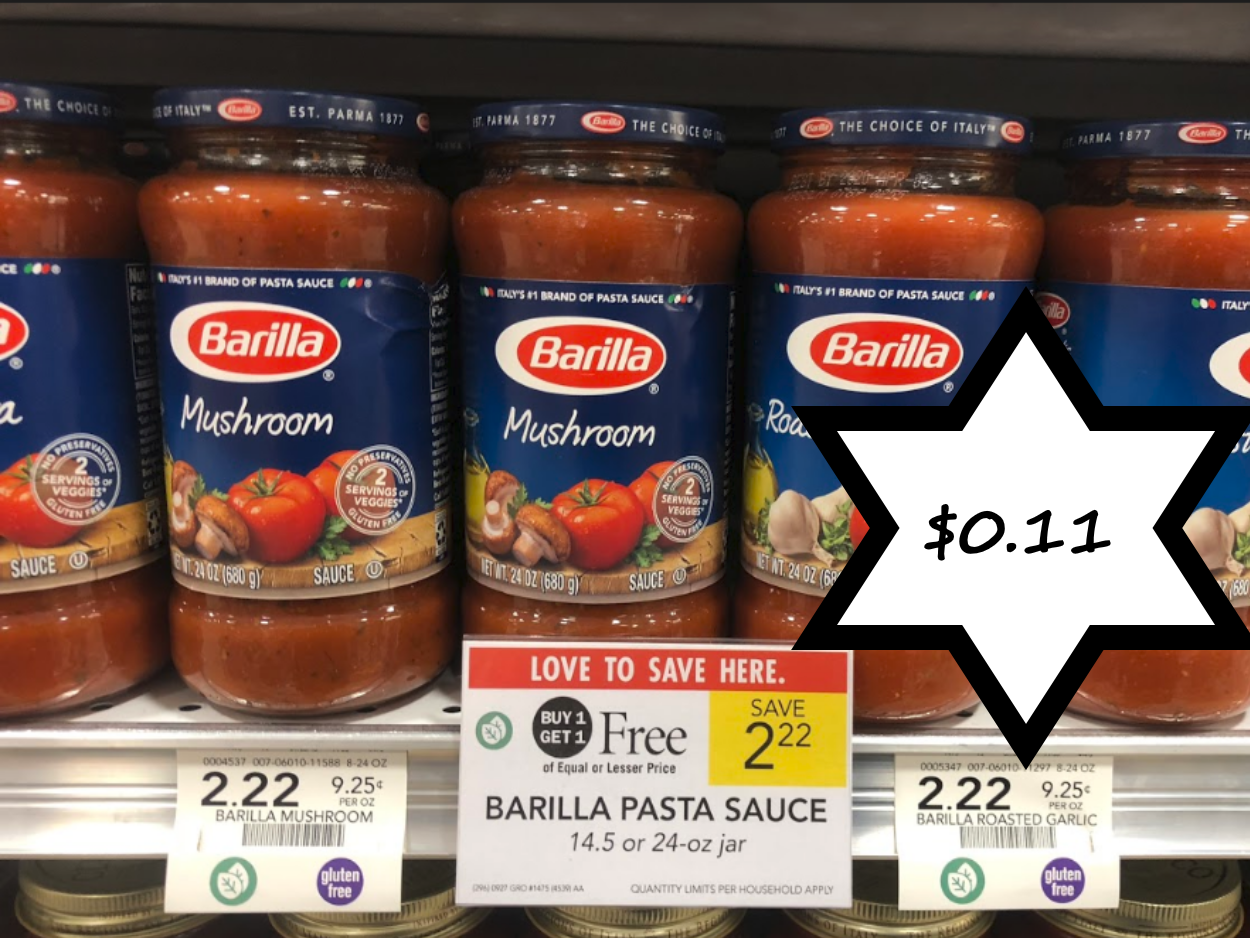 Barilla Pasta Sauce Only 0.11 at Publix!