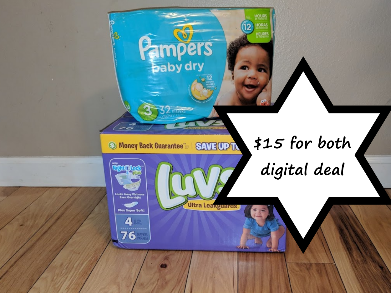 One Box of Luvs and One Pack of Pampers Only $15 with DG Digital