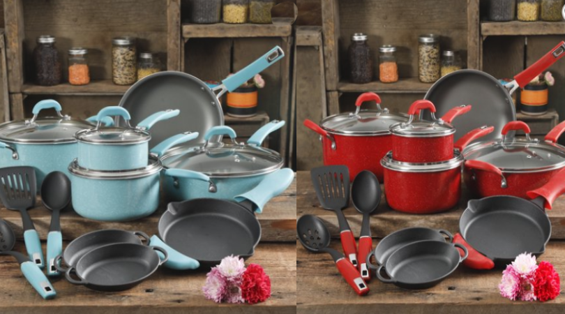 The Pioneer Woman Vintage Speckle Red 17pc Cookware Set