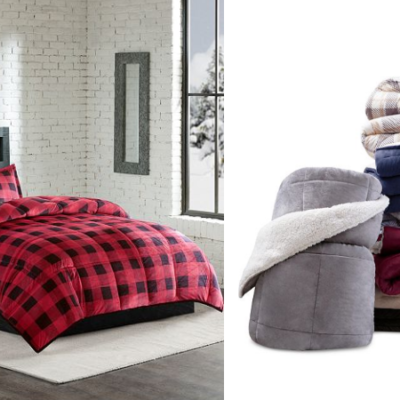 Premier Comfort Reversible Micro Velvet and Sherpa Down Alternative Pillows and Comforters on Black Friday Special at Macy’s