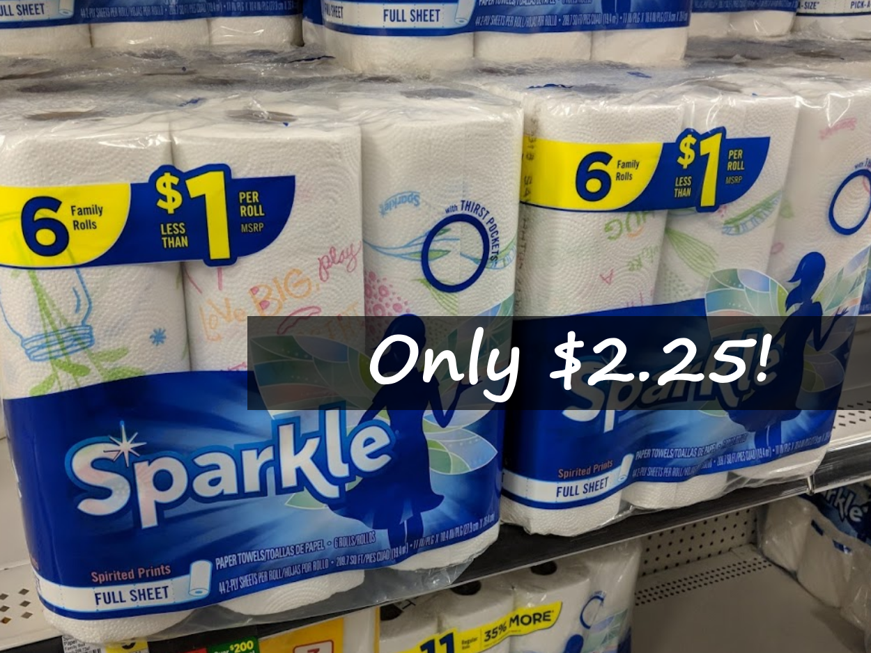 Sparkle Paper Towels 6 Family Rolls Only 2.25 at Dollar General!