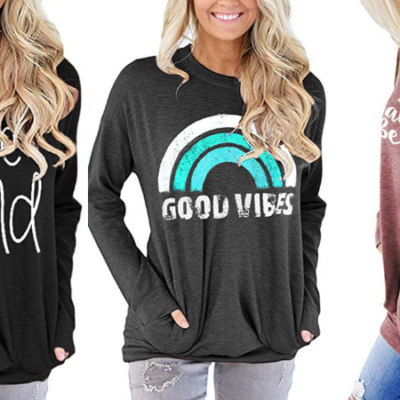 Women’s Long Sleeve Graphic Tees – 50% Off Code!