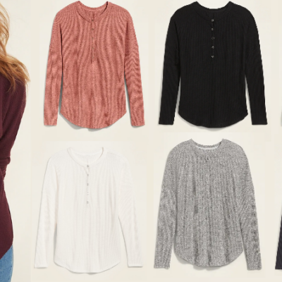 Relaxed Cozy Waffle-Knit Henley Tunic Top for Women Only $10 (Regular $26.99) – Today Only!