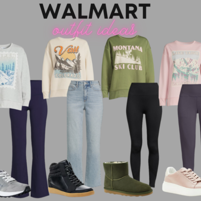 Four Walmart Outfit Ideas with the Time and Tru Scenic Graphic Sweatshirt!